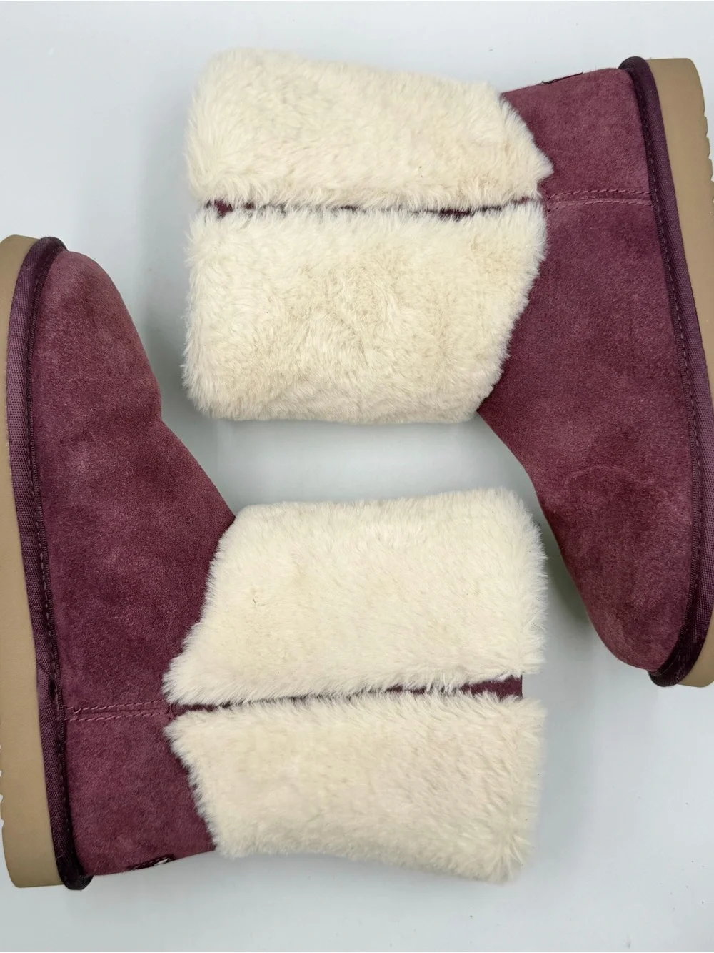 Koolaburra by UGG Aubrei Short Boot Plum Women 8-8.5 Size Tag Missing Faux Fur